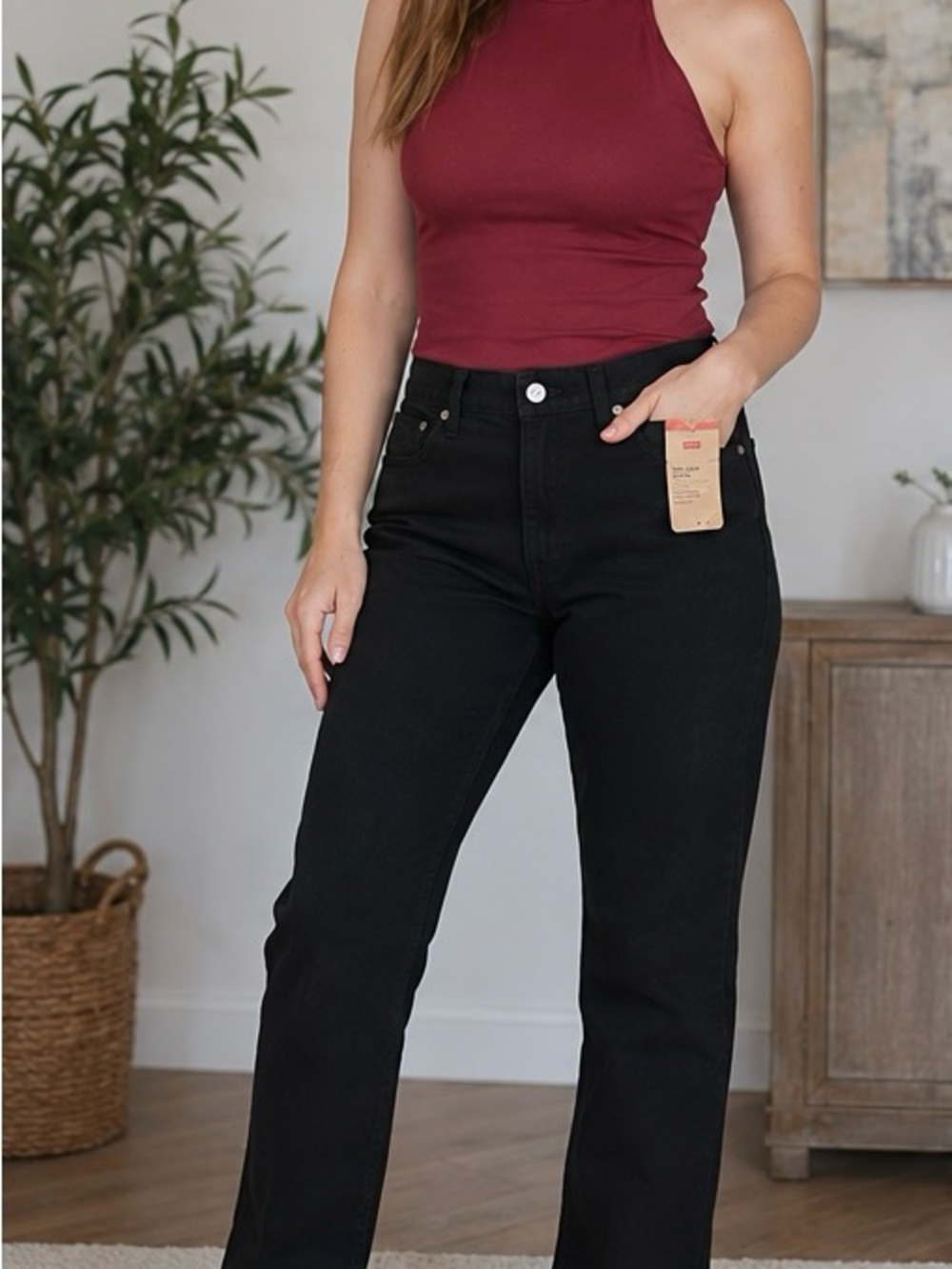 Levi's High-Rise Straight Black Jeans